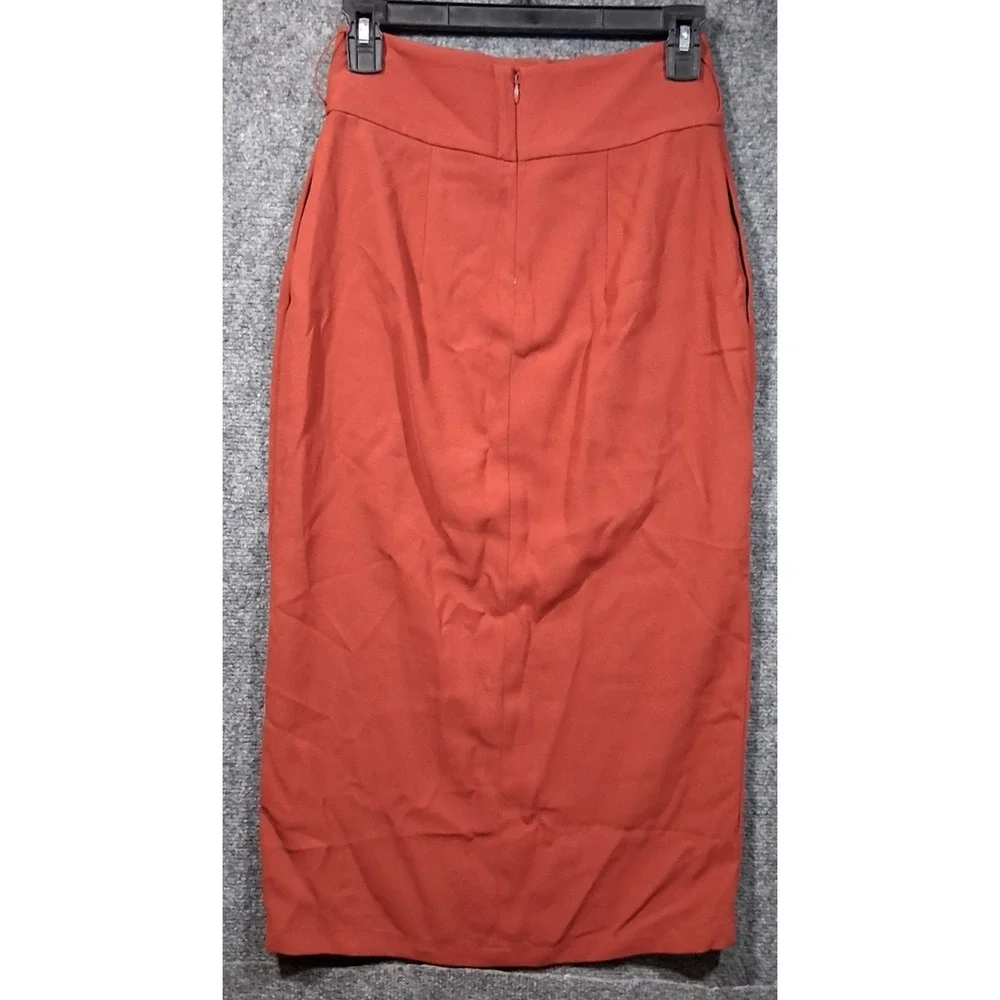 Express Womens‎ Rust Orange Front Slit Midi Pencil Skirt Size 2 007738915